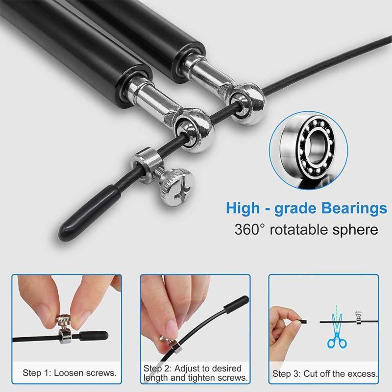 Yoomee Speed Jump Rope with Anti Slip Handles-Adjustable-Speed Ball Bearing-High Speed Jump Rope for Boxing,Workout,MMA Fitness Training. 