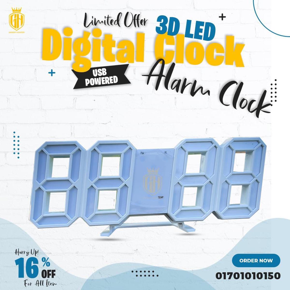 3D LED Digital Clock Electronic Table Clock Alarm Clock Wall Glowing Hanging Clocks
