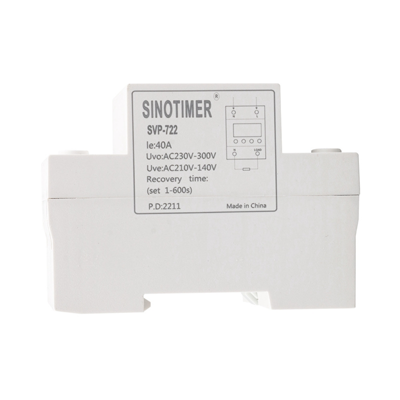 SINOTIMER SVP-722 40A Din Rail Adjustable over Voltage and Under Voltage Protective Device Protector Relay Overvoltage Protector. 