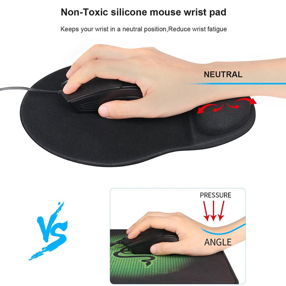 Wrist Rest Mouse Pad Memory Foam Ergonomic Design Office Mouse Pad with Non-slip Wrist Support. 