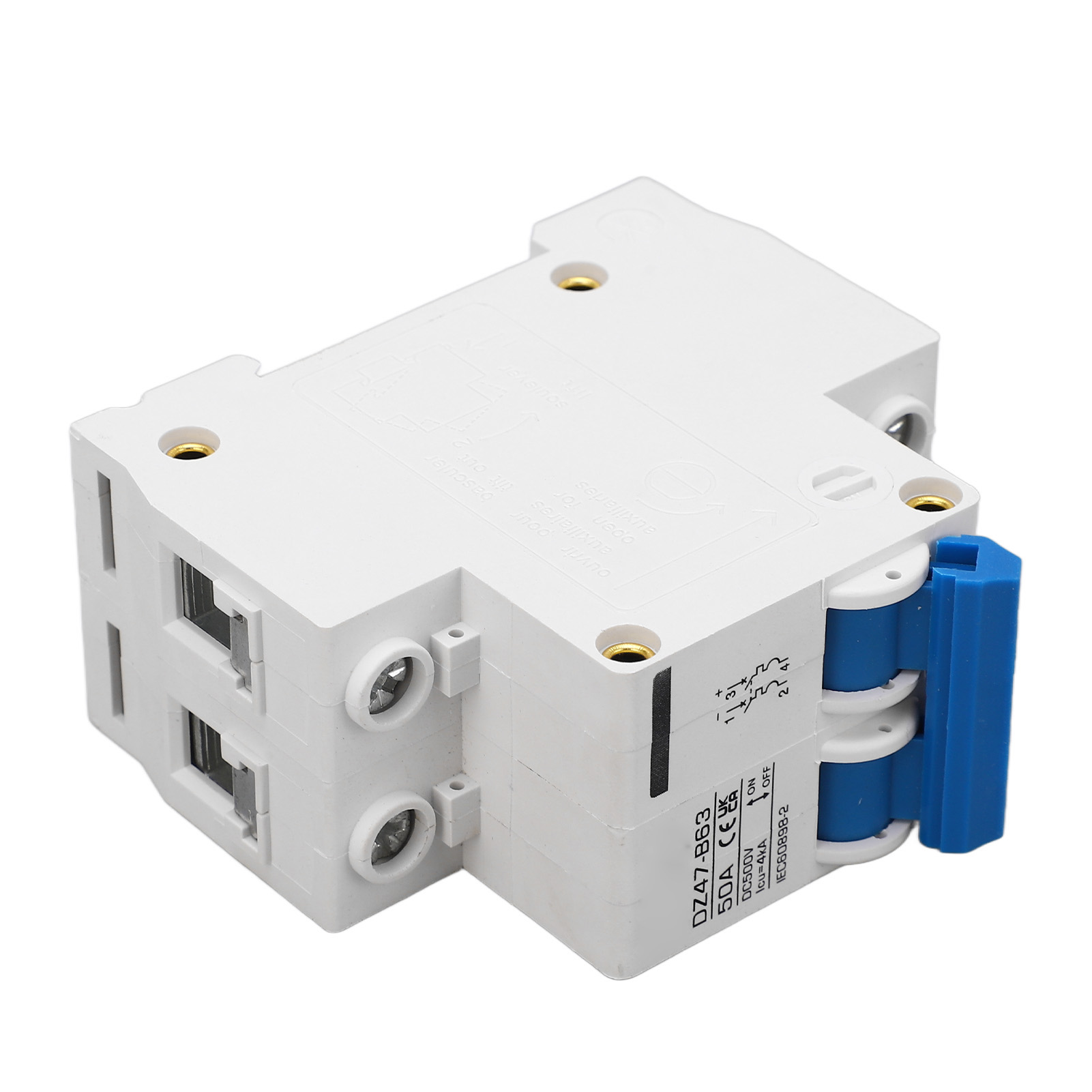 2P Circuit Breaker, Short Circuit Protection Switch DC 500V 50A Multifunctional for Ship Power System. 