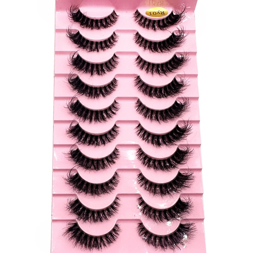 New 10 Pairs Mink Lashes 3D Mink Eyelashes Invisible Band Natural Black Mink False Eyelash Full Strip cilios Reusable Eye Lashes. 