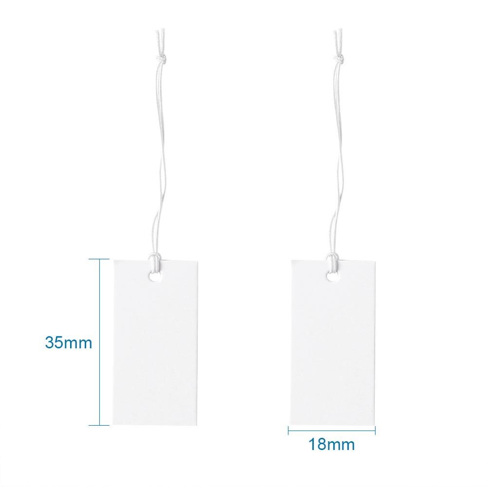 100pcs Rectangle Paper Price Cards String Cord Price Tags White Blank Label Jewelry Display Card Package Hang Tag Card. 