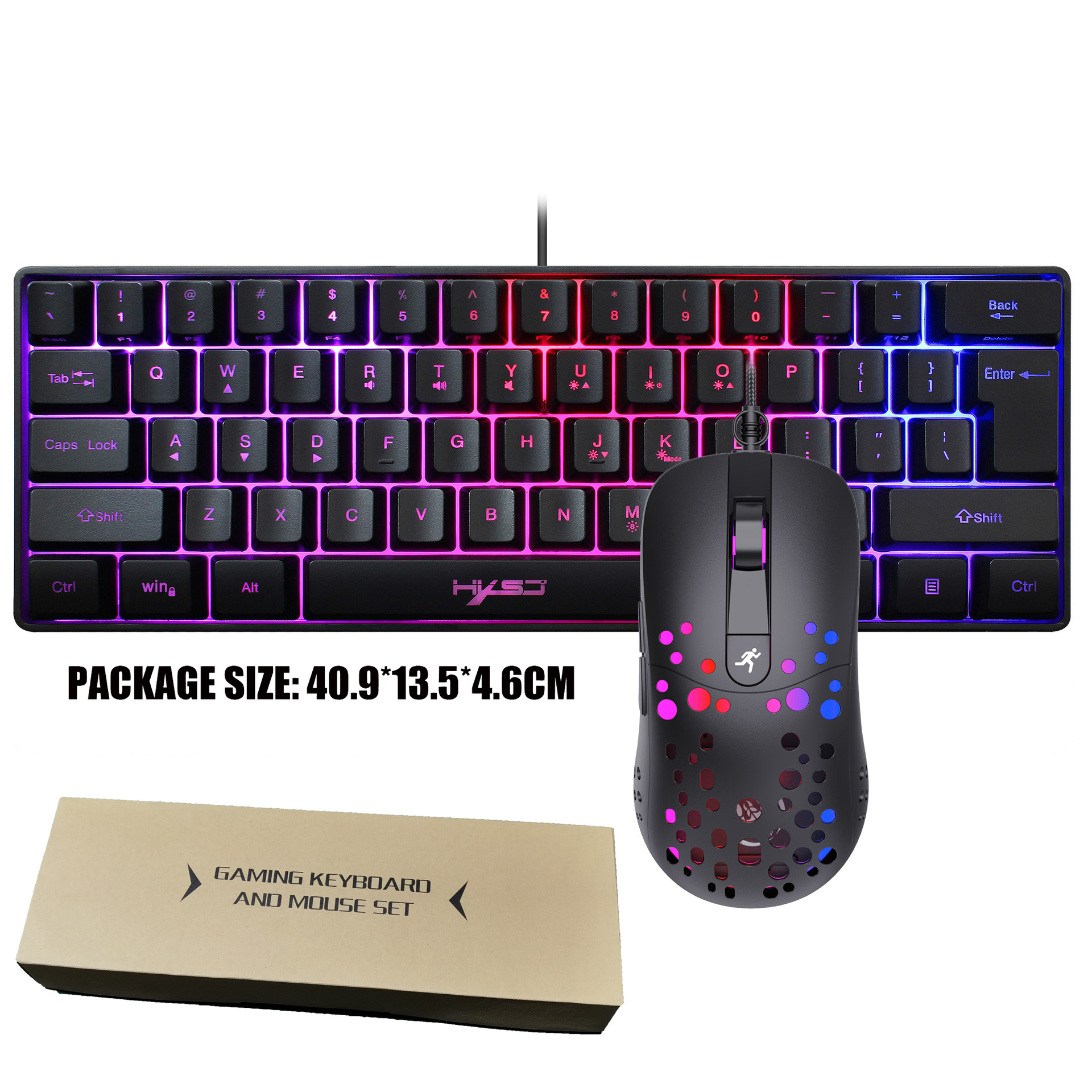 61 key gaming membrane keyboard RGB light portable wired keyboard with a variety of shortcut key combinations in stock. 