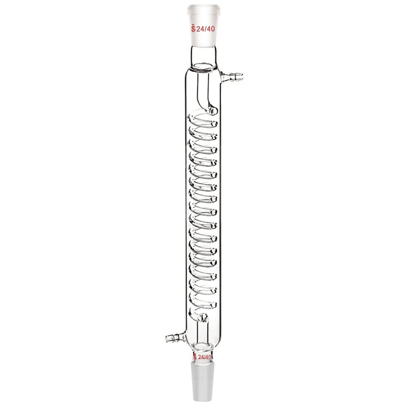 Borosilicate Glass Condenser with 24/40 Fitting 300mm Jacket Length Laboratory Glass Condenser Serpentine Condenser Tube Easy Install Easy to Use