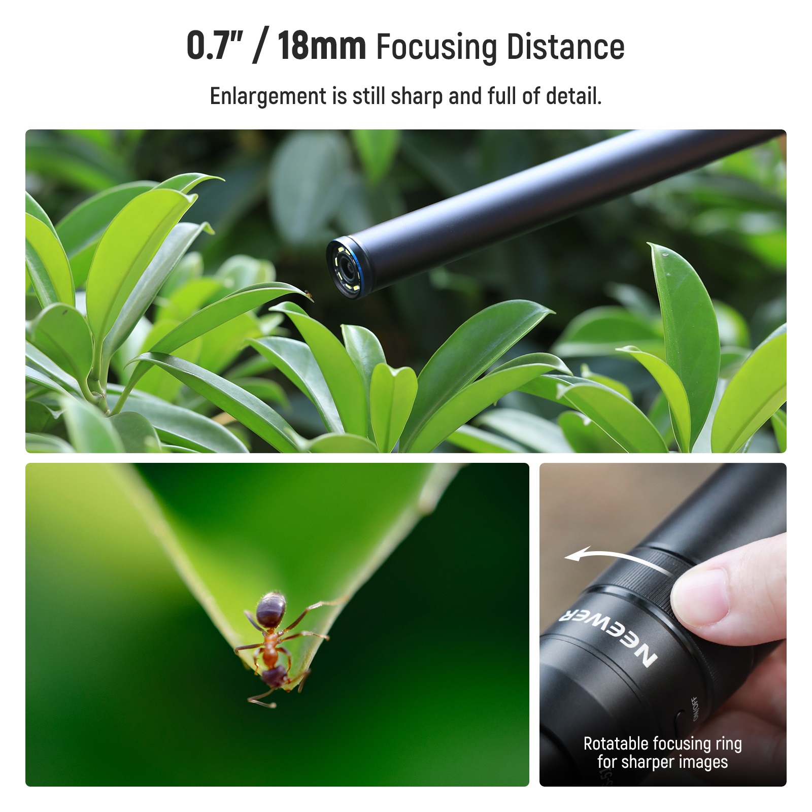 NEEWER 18mm 2X Macro Probe Lens with 17mm Thread for Phone Cage/Phone Case with 17mm Lens Adapter for iPhone Samsung. 