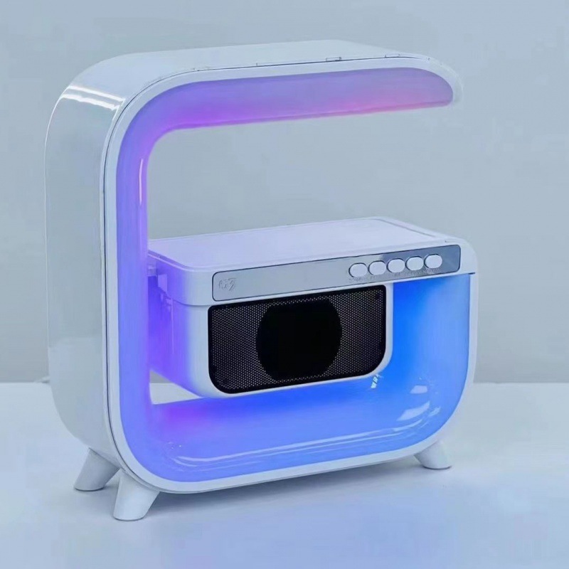 Factory direct sales big G smart stage light Bluetooth speaker wireless fast charging colorful bedside atmosphere light wake up light USB. 