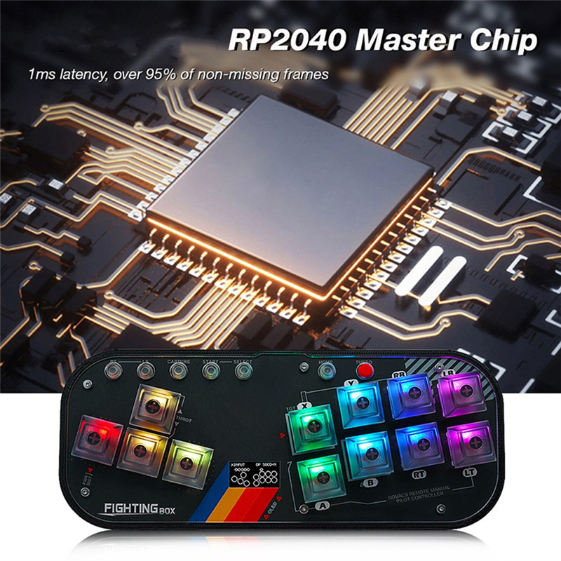 Mini Controller SOCD Arcade Stick Keyboard RGB Cherry Switch Black ABS About 19x7.6x10.6cm for PC Android Misterfpga. 