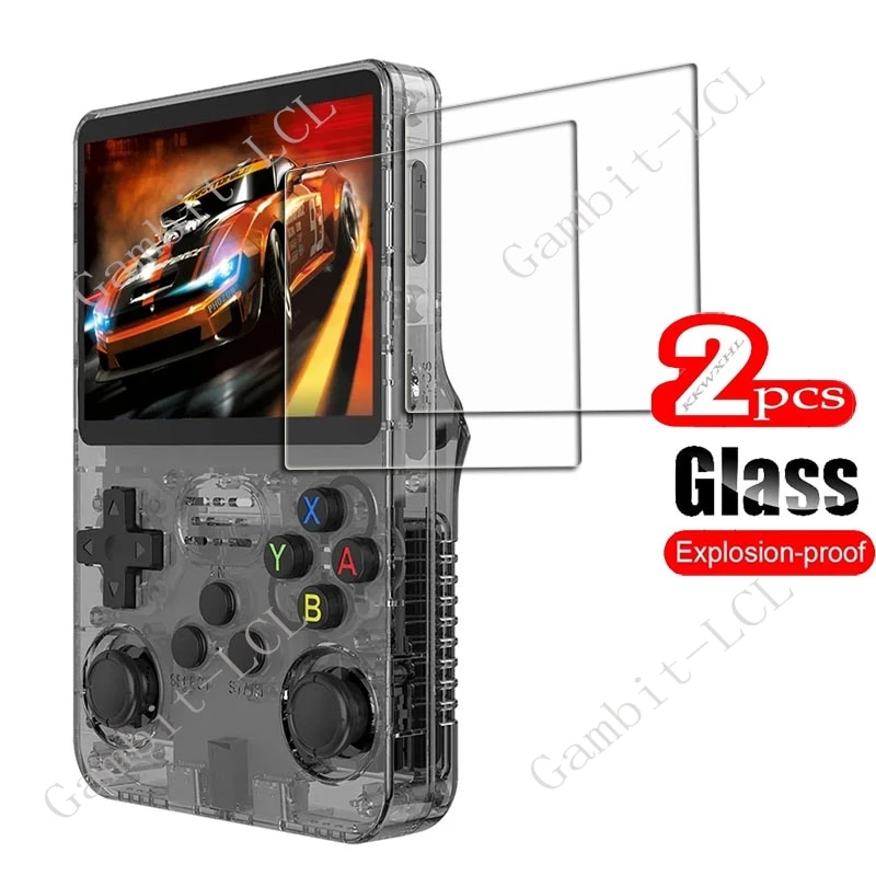 2PCS FOR R36S 3.5Inch Player Games Tempered Glass Protective ON Data Frog R36S 9H HD Screen Protector Film Cover