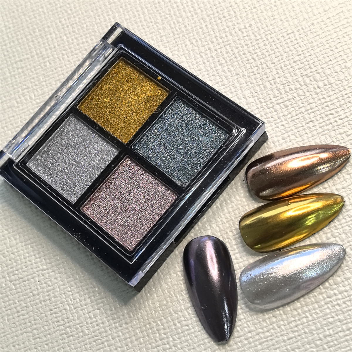 1pc 4 grid chrome nail magic mirror powder palette holographic laser aurora solid mirror gel polishing pigment decoration