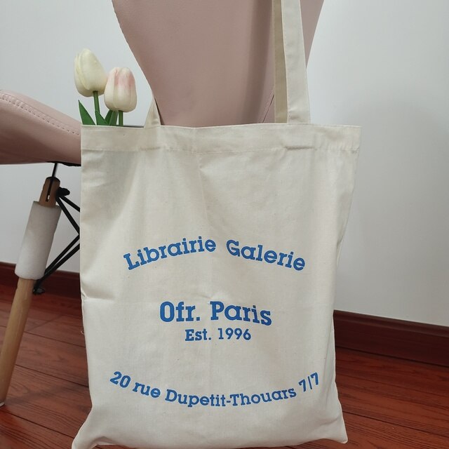 Ofr Paris Letters Print Canvas Tote Bag Thin Cloth Shoulder Shopper Bag Women Eco Shopping Bag Korean Summer Handbag For Girl. 