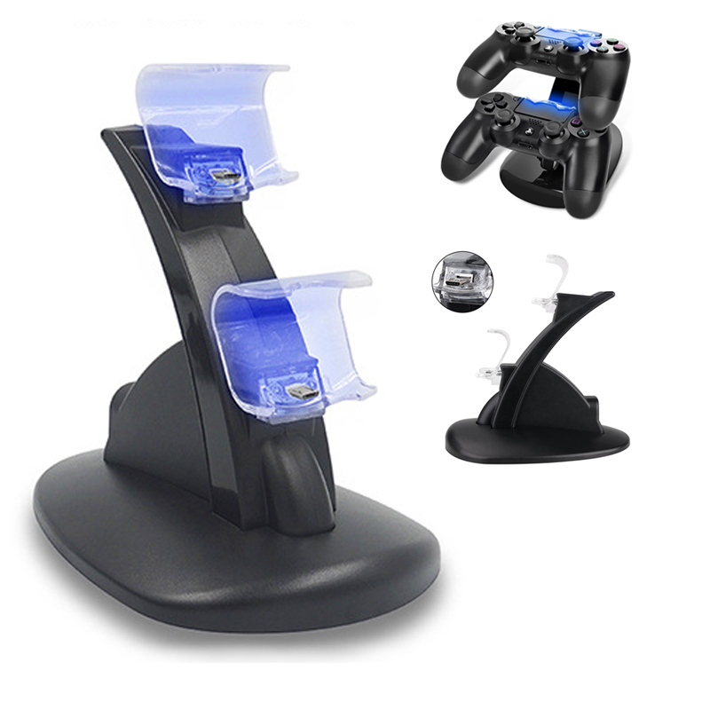 For PS4 Controller Dual Gamepad Charging Dock Game Controller Charger Dock Stand LED Dual DS4 Dualshock 4 Controller Charger. 