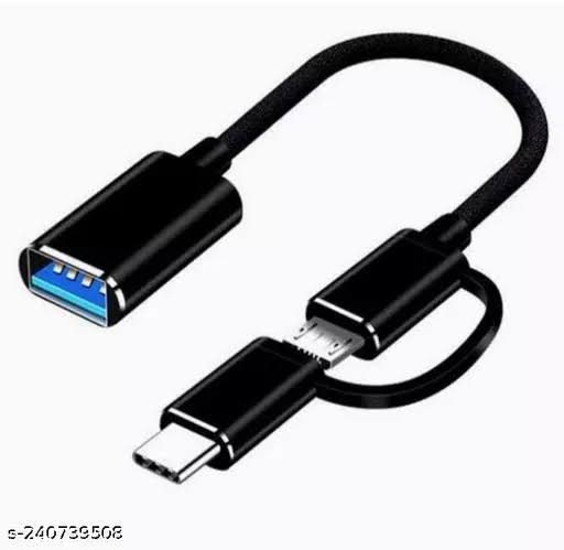 Premium Quality 2 In 1 Micro Usb & Type C Otg Cable - Convenient Cable For Data Transfer In Any Color. 