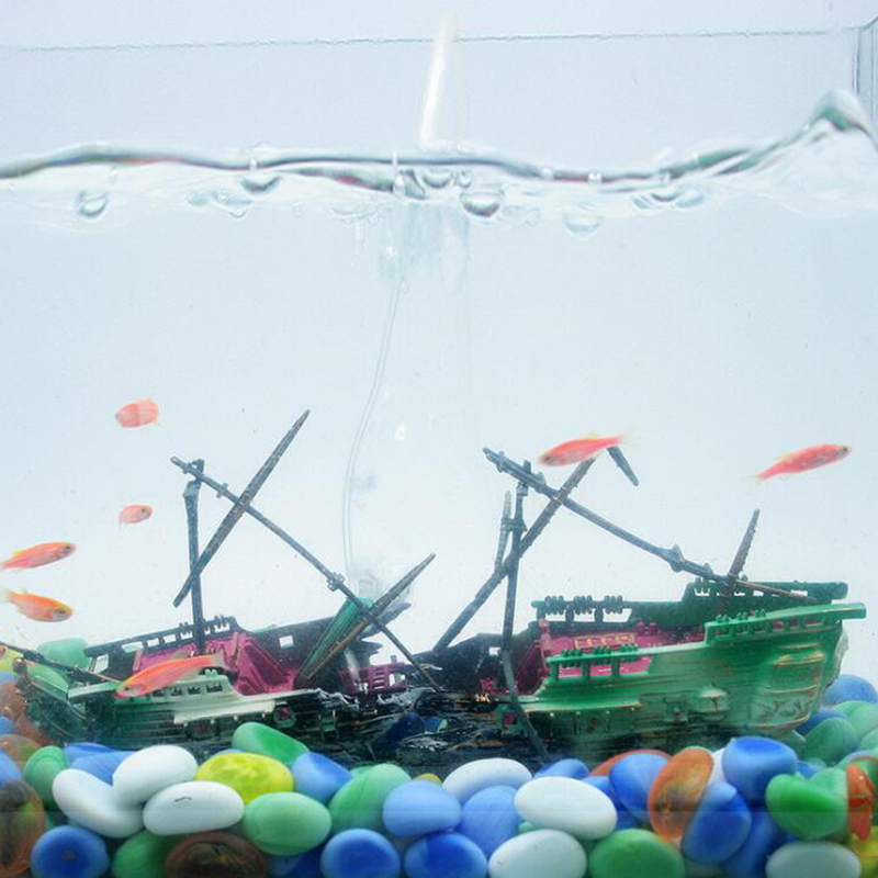Large Aquarium Decoration Boat Aquarium Ship Air Split Shipwreck Fish Tank Decor. 