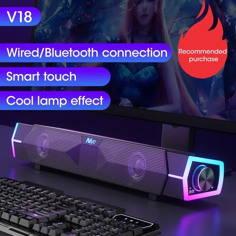 4D Stereo Sound Bar PC Speaker Surround Soundbar Bluetooth Wireless Wired Computer Speakers RGB Subwoofer for Laptop Theater TV. 