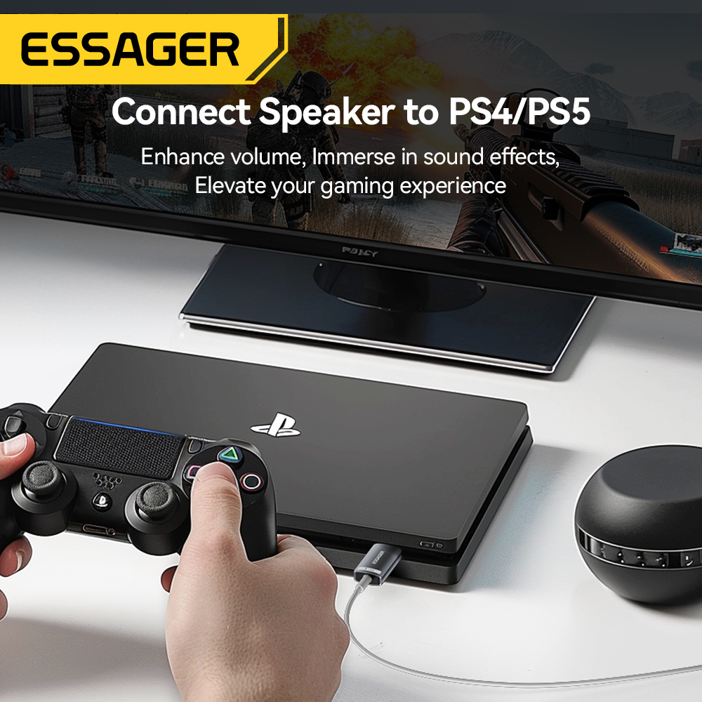 Essager USB Sound Card External 3.5mm USB Adapter Mic Headphone Audio Adapter Speaker Interface For Laptop Computer PS5 PS4. 
