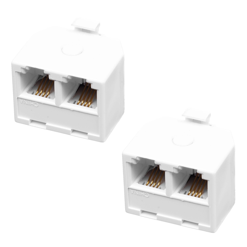2 Stück 6P4C RJ11 Telefon Adapter Splitter Männlich Auf 2x Weiblich