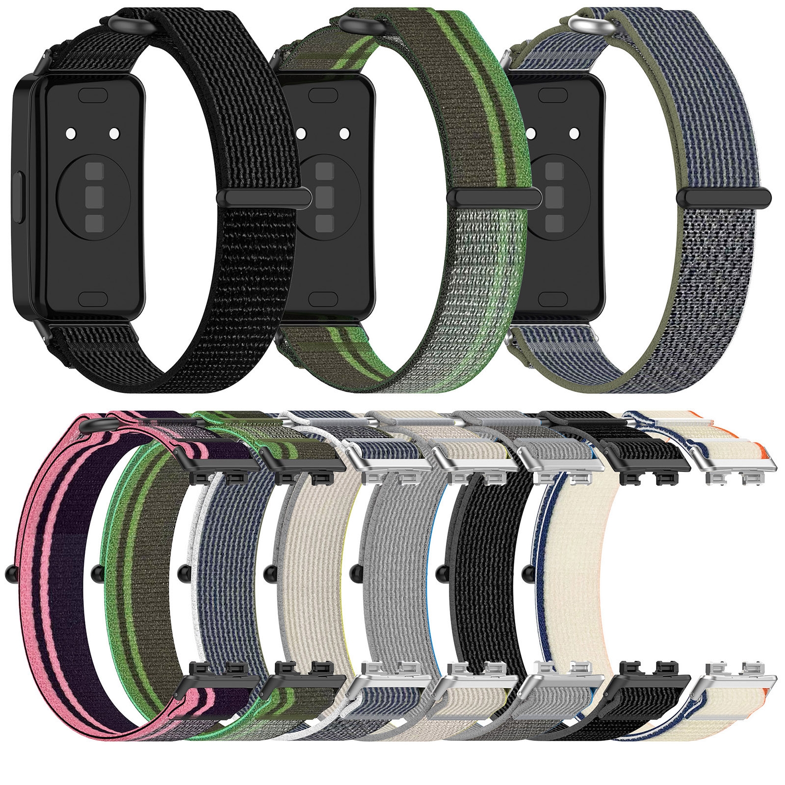 Loop Nylon Hook and Loop Fastener Watch Band For Huawei Band 9. 