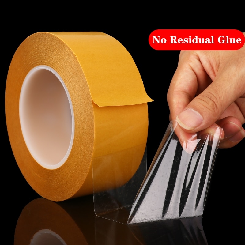 50 Meter High Temperature Resistance PET Double Sided Tape No Trace Transparent Heat Resistant Strong Double-Sided Adhesive Tape. 
