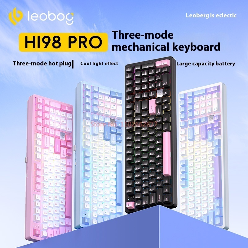 LEOBOG Hi98 PRO Mechanical Keyboard Three Mode Hot Swap Aluminum Wireless Gaming Keyboard Customized Gasket PC Gamer Accessories. 