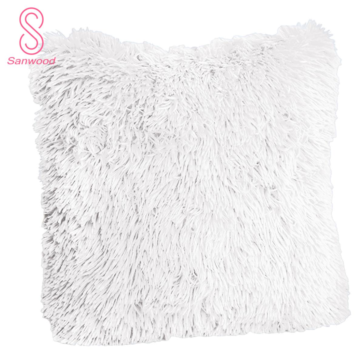 Cushion Cover Fluffy Widely Applied Square Shaped Decorative Plush Sofa Pillowcases for Couch