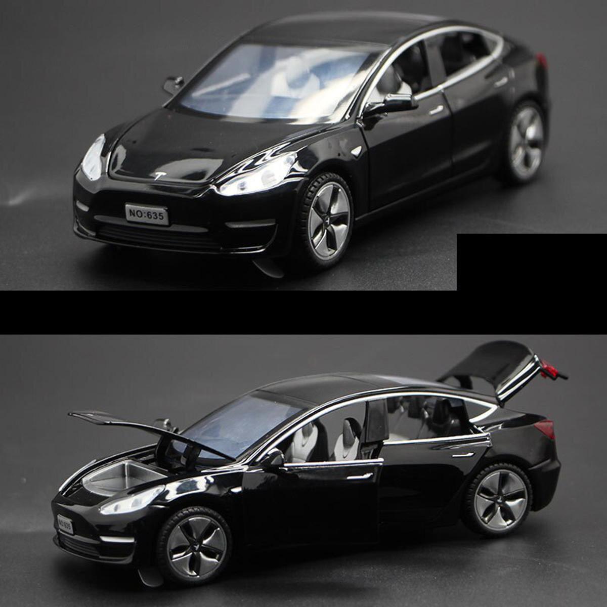【3C VictoryEagle】NYT 1/32 Tesla Model Alloy Car Light Sound Effect Pull Back Car