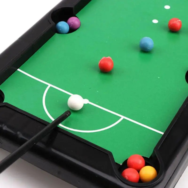 Mini Pool Table Tabletop Desktop Billiards Snookers Game With 2 Sticks & Balls Home Office Desk Stress Relief Games. 