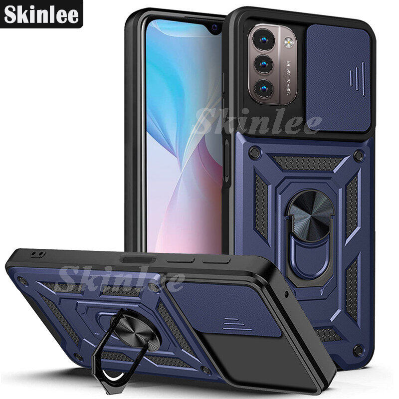 ThousandGear Compatible For Nokia G310 5G Case, With Tempered Glass Screen Protector, Metal Ring Magnetic Support Kickstand Heavy Duty Protection Phone Case (Blue - View #7