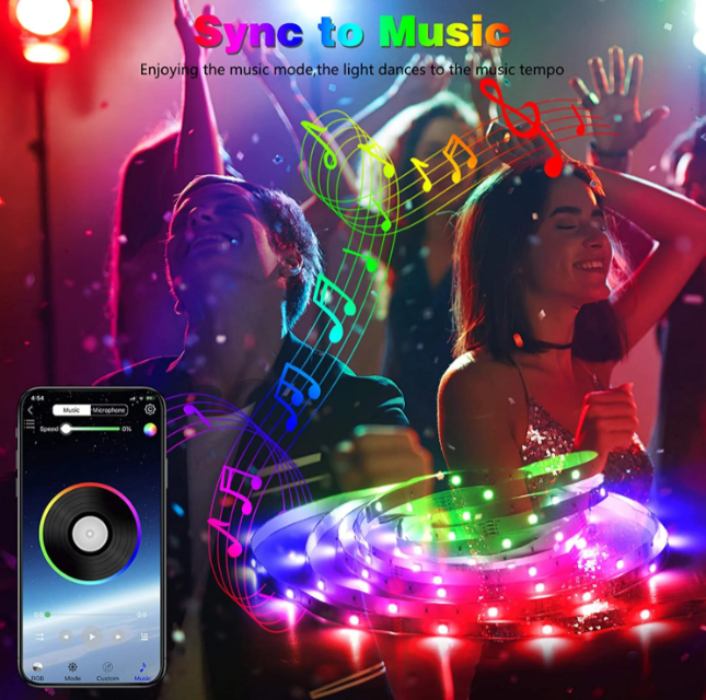 LED Light Strip 1-30Meter TV LED Backlight USB RGB 5050 Color Strip, Synchronized Color Changing LED String Lights, Remote App Control, Halloween Decorative Night Light, Suitable for Home, Bedroom, Christmas Party, Holidays Ceiling decoration. 