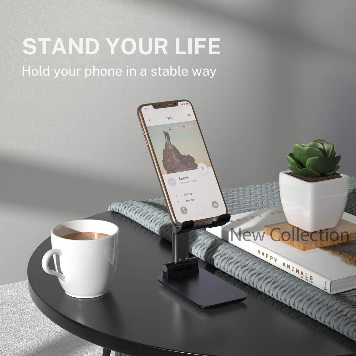 T1 Universal Ergonomic Collapsible Adjustable Desktop Tablet Mobile Phone Holder. 