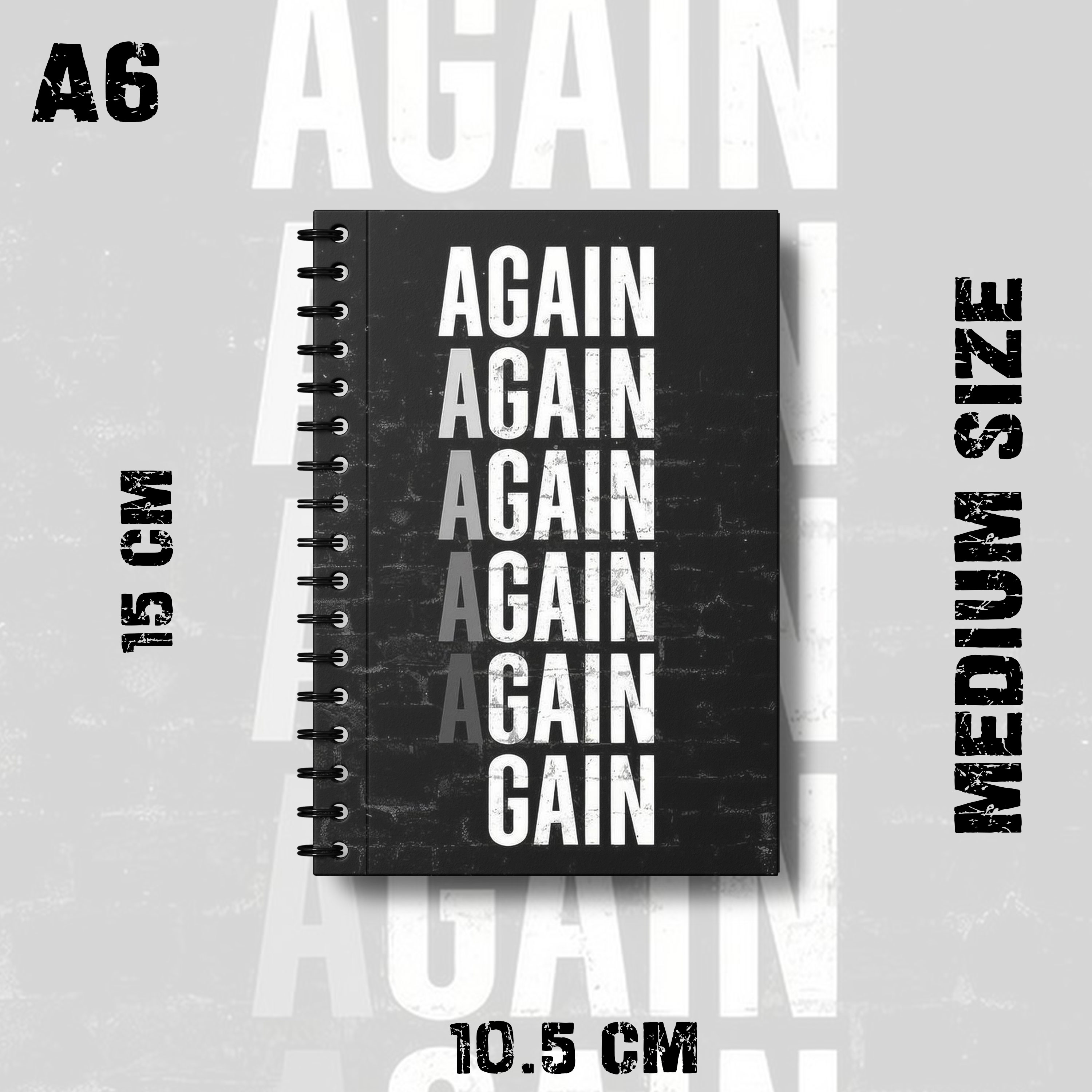 Notebook Typography Motivational Speech Again And Gain Theme Design Rise360 Writing Journal Pad K648. 