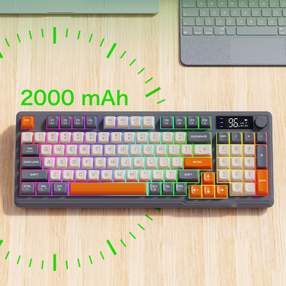 M96 Wireless Mechanical Keyboard Dual Mode 2.4G BT5.0 Receiver Hot Swappable Keyboard 94 Keys RGB Backlit Keyboard for PC Gamer. 