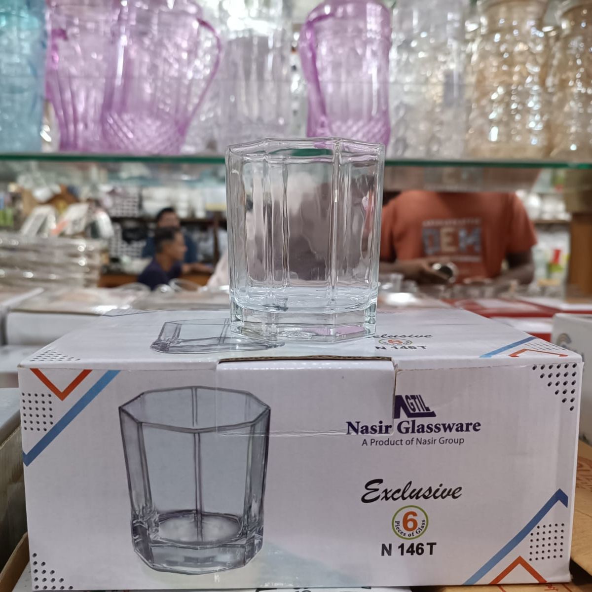 New China Quality kacher  8 Corner Water Glass Set - Drink In Style 6-Piece Set Of Non-Reactive - Transparent Glassware - 200ml-New 146