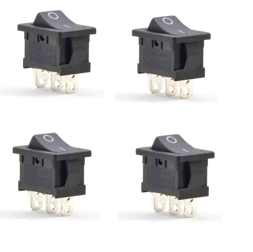 6A 250V black color DPST Vertical rocker switch 5 Ps. 
