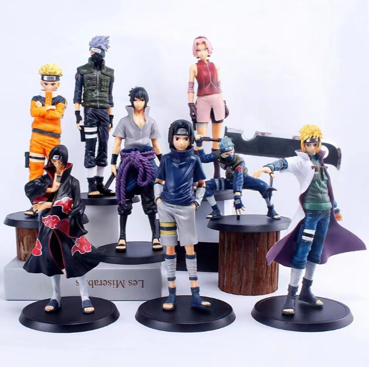 Naruto figure full set model doll Q version seated Naruto Sasuke Kakashi ornament blind box