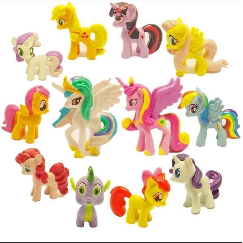 My Little Pony Figures Toys Mini Unicorn Fluttershy Rainbow Dash 12PC Bundle Set. 