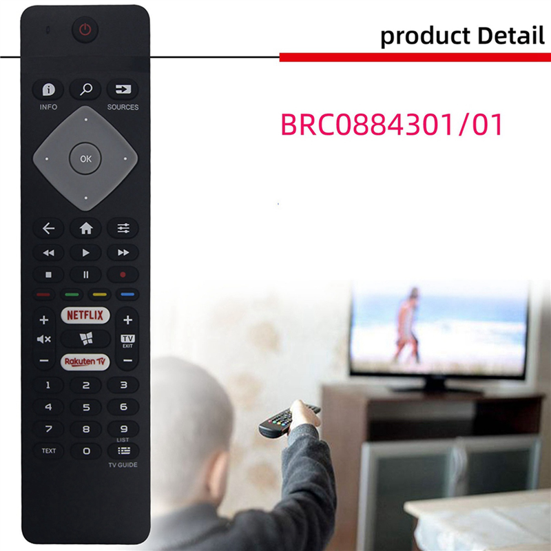 2X Remote Control for Philips BRC0884301/01 43PUS6704/12 50PUS6704/12 55PUS6704/12 4K UHD Smart TV (No Ambilight). 
