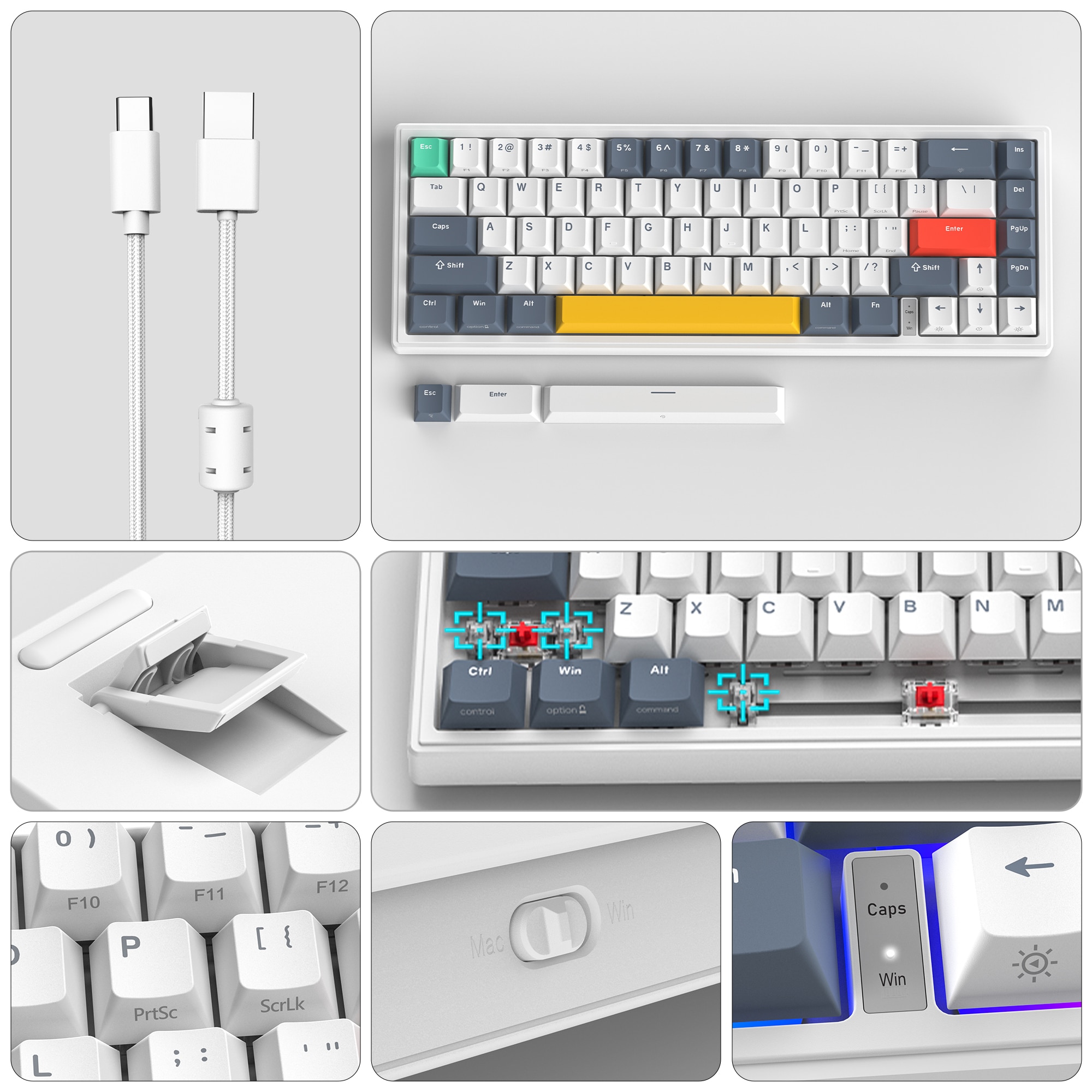 womier 60% Wired Mechanical Keyboard Gasket Mounted V-K66 LED Backlit Gaming Keyboard with Arrow KeysPre-lubed Linear Switches. 