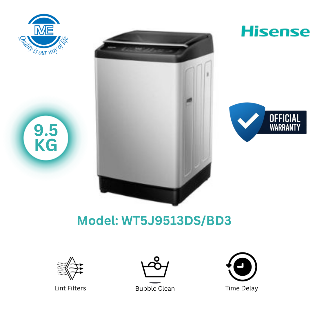 HISENSE 9.5 KG Top Load Washing Machine With Bubble Clean technology | WT5J9513DS/BD3