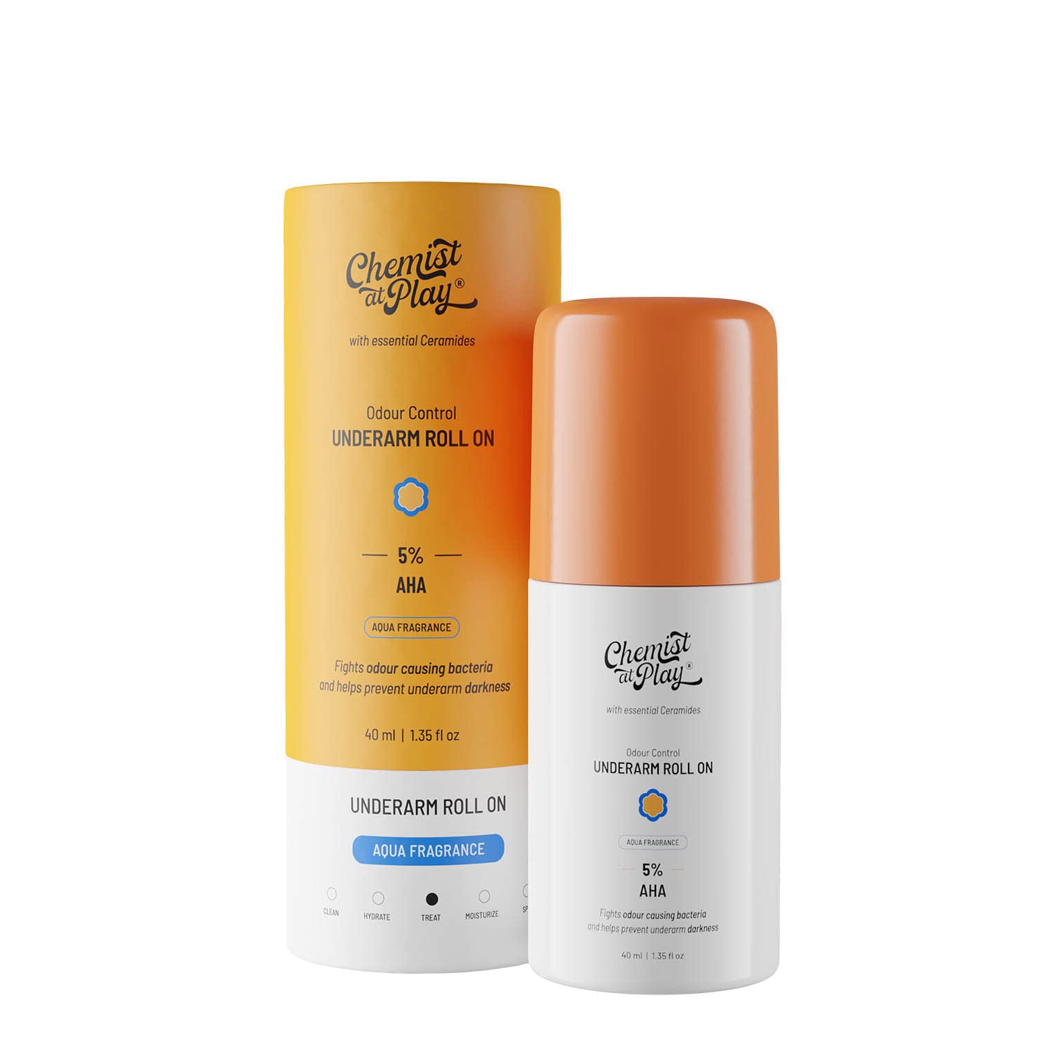 Chemist at Play UnderArm Roll-On with 5% AHA, Lactic Acid & 1% Mandelic Acid -40 ml (Aqua Fragrance)