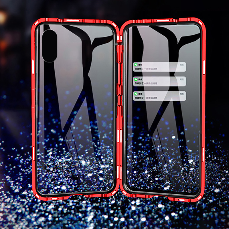 Magnetic Case 360 Full Body Protective Double Side Tempered Glass Magnetic Metal Case For Apple iPhone X XS XSMax XR  Front Back Glass 9H cases for  iPhone 6 7 8 Plus  Se 2020 metal bumper shell coque. 