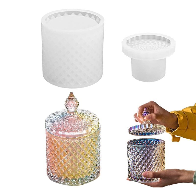 JAERBEE Resin Box Molds with Lids,3D Jar Silicone Mold, Trinket Storage Container Box Mold for Resin Casting Home Decor. 