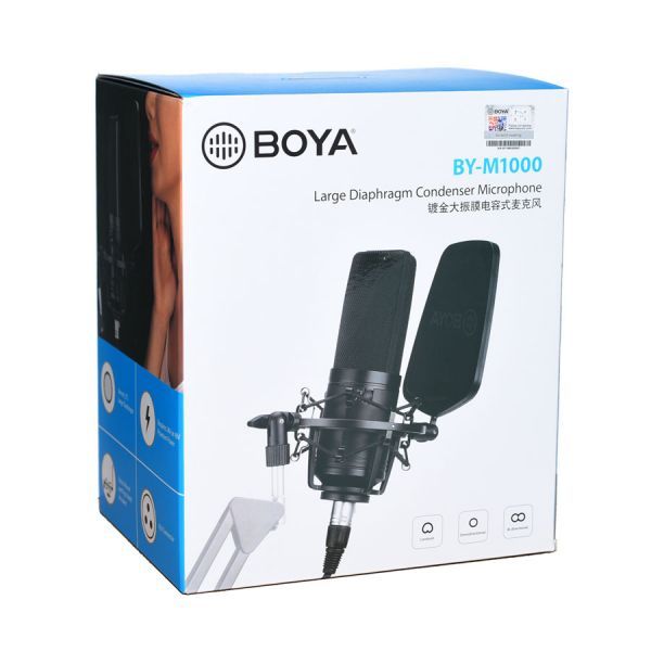 BOYA BY-M1000 Professional Large Diaphragm XLR Condenser Microphone (3 Polar Patterns). 