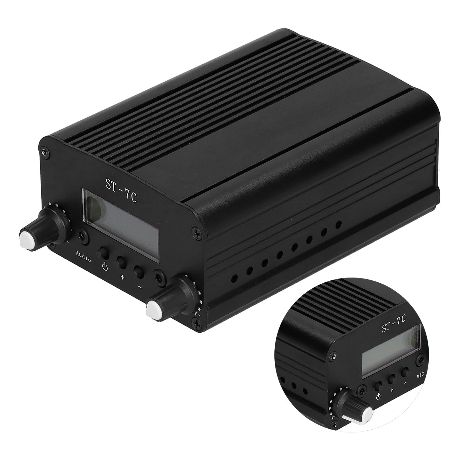 Romeng La Broadcast Transmitter Self‑Set FM Radio Stereo Station with LCD Screen US Plug 100‑240V 1/7W. 