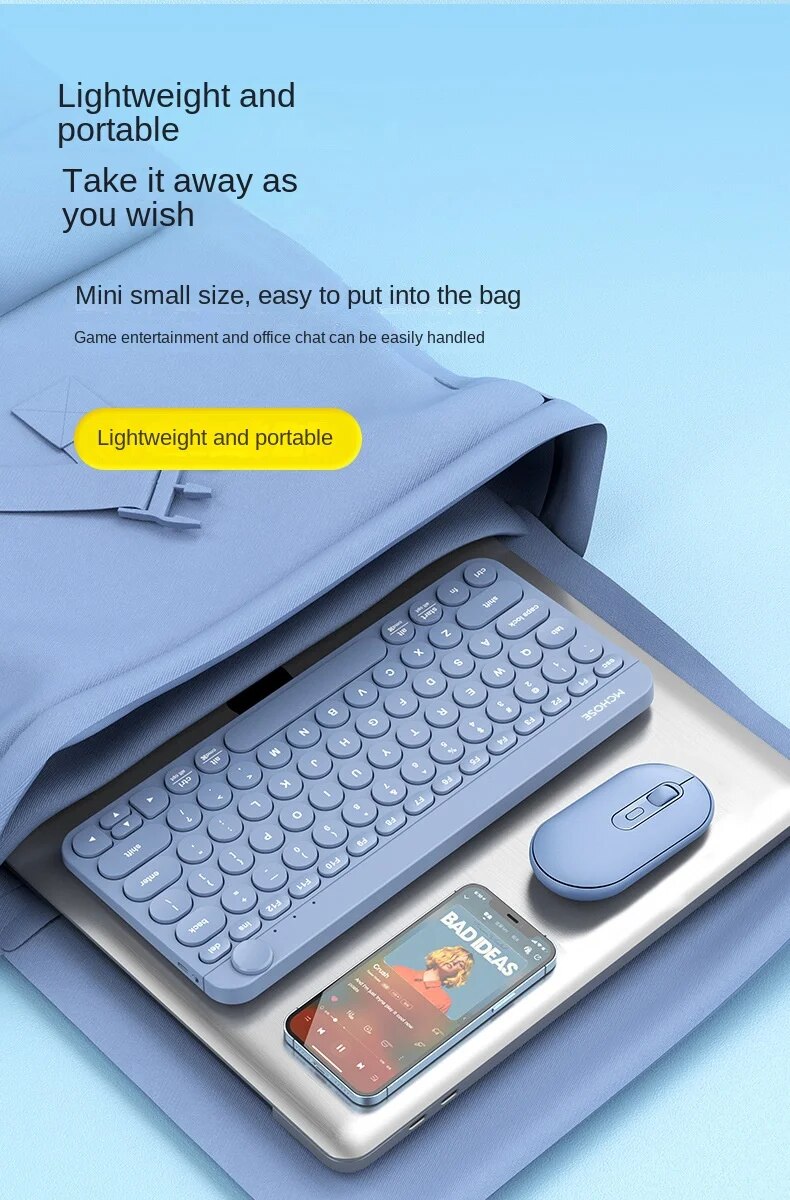 Maicong KM898 Keyboard and Mouse Set Wireless Rechargeable Mute Portable Dual Mode Office Business Keyboard and Mouse Set. 