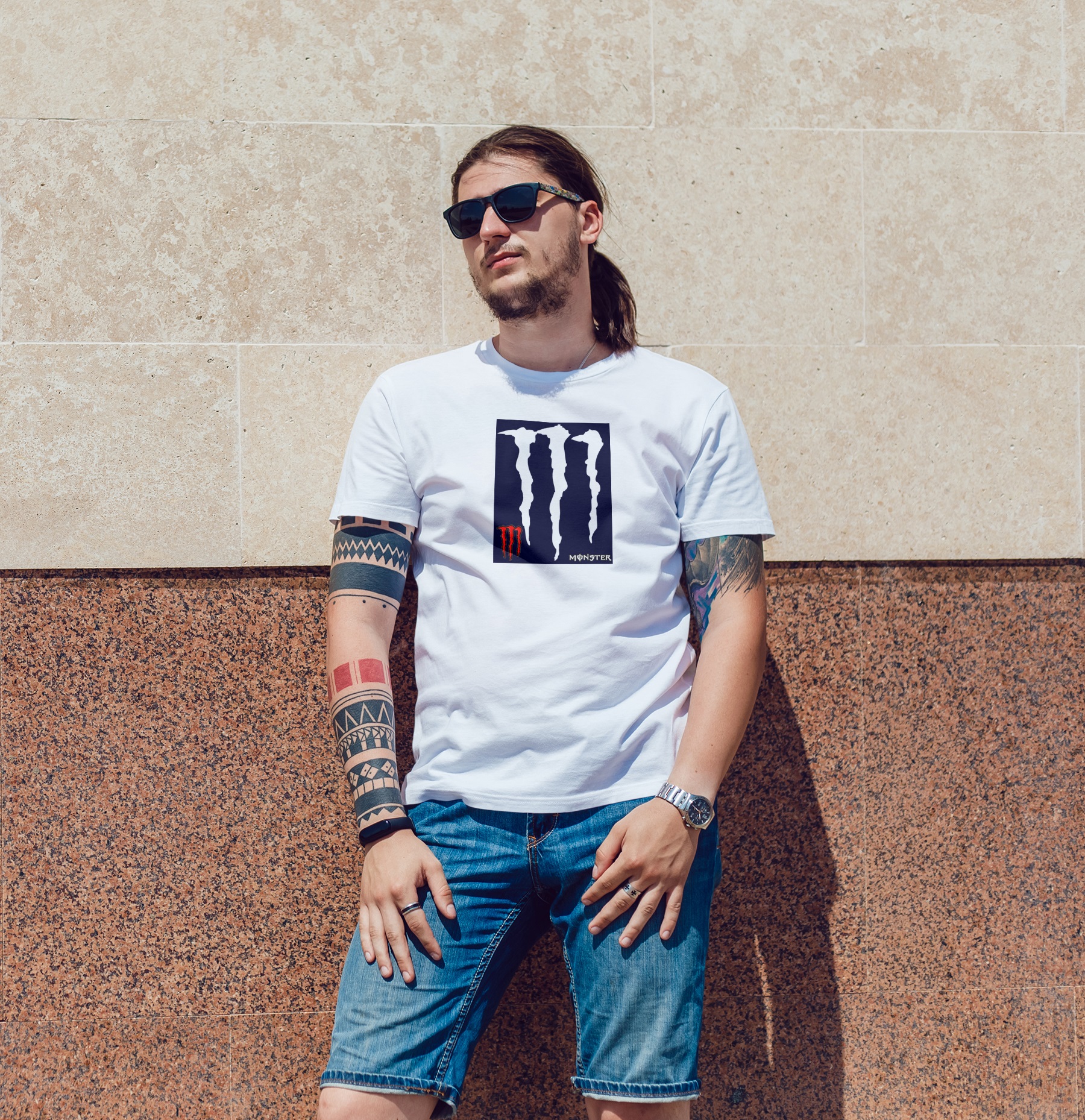 Wonderful Monster new desing half hata tshirt - T Shirt For Man. 