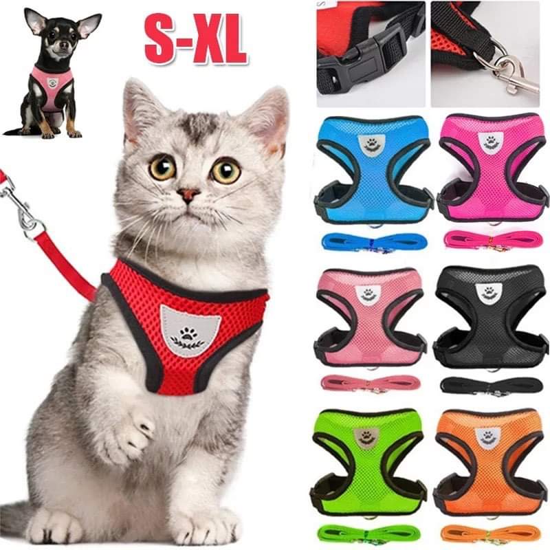 Reflective Cat Harness And Leash Set Nylon Mesh Kitten Puppy Dogs Vest Harness Leads Pet Clothes