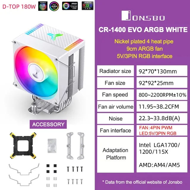 Jonsbo CR 1400 Evo ARGB cpu cooler. 
