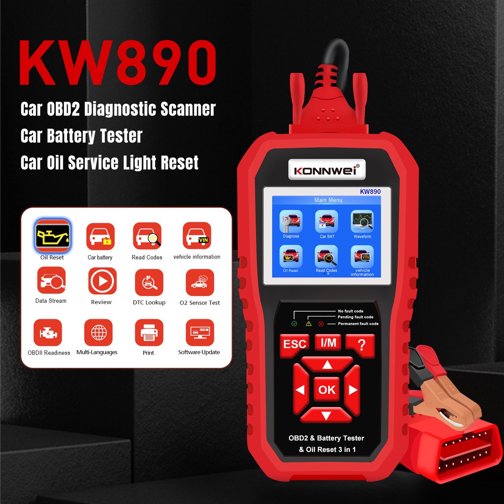 KONNWEI KW890 Professional OBDII Scanner Auto Code Reader. 