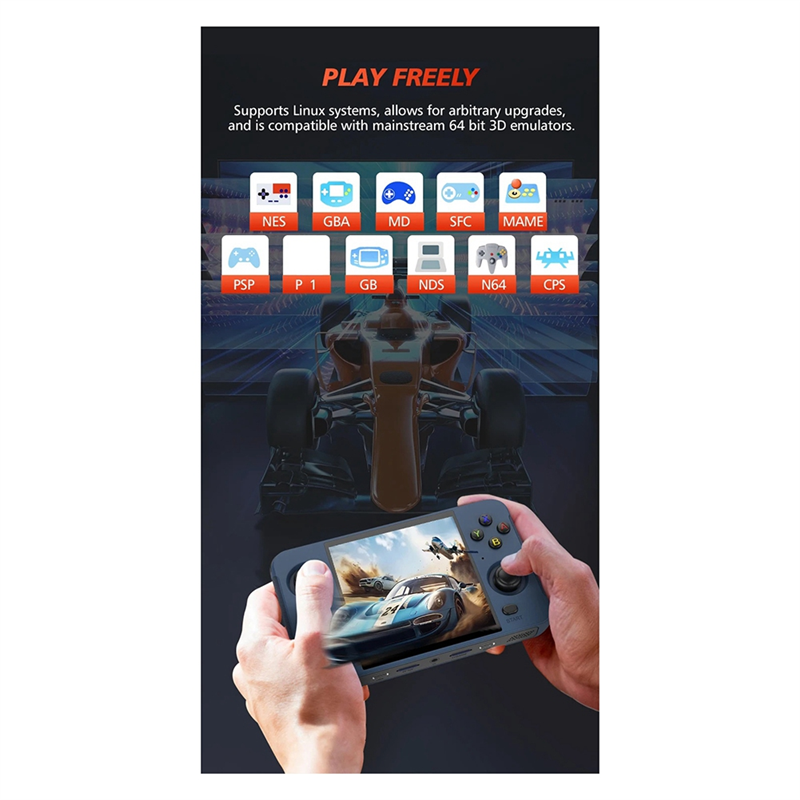 R40S Retro Video Game Console 16GB+128GB WiFi+BT Linux Support for PSP PS1 N64 DC ARCADE Simulator Black. 